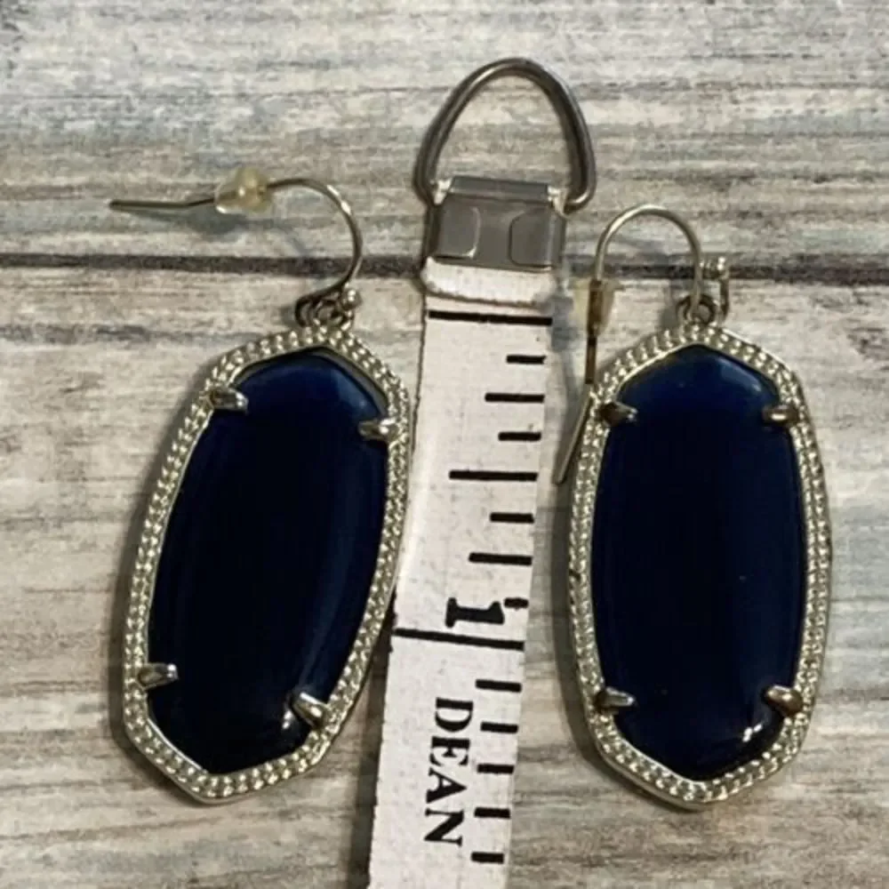 Kendra Scott‎ Elle Navy Cats Eye EARRINGS Gold Tone